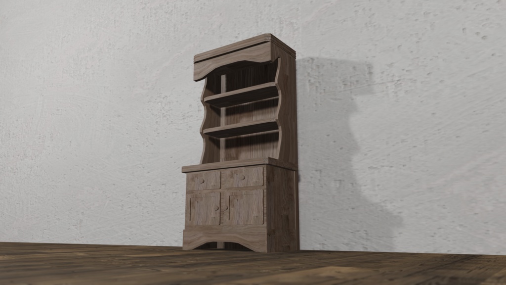 【3Dモデル】木製食器棚(cup board)