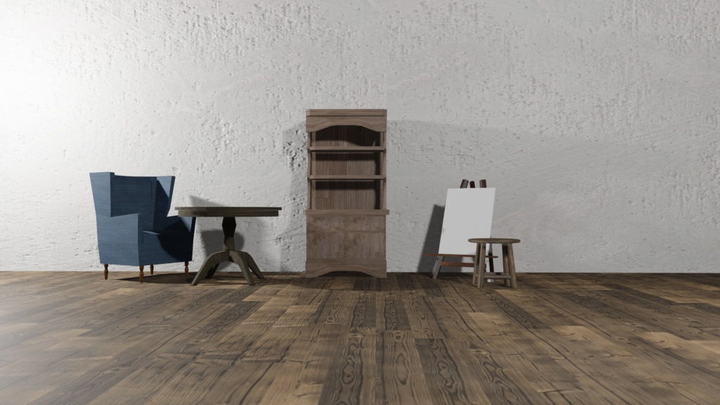 【3Dモデル】木製食器棚(cup board)