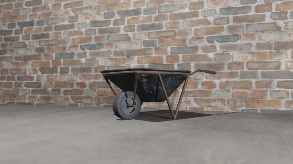 【3Dモデル】工業用一輪車(rusted cart)