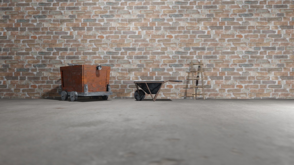 【3Dモデル】工業用一輪車(rusted cart)