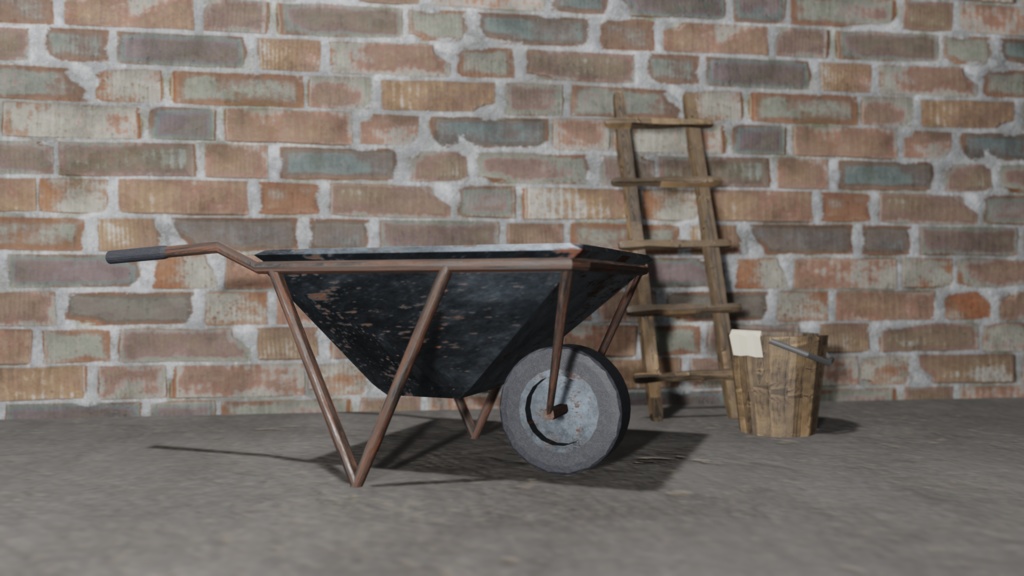 【3Dモデル】工業用一輪車(rusted cart)