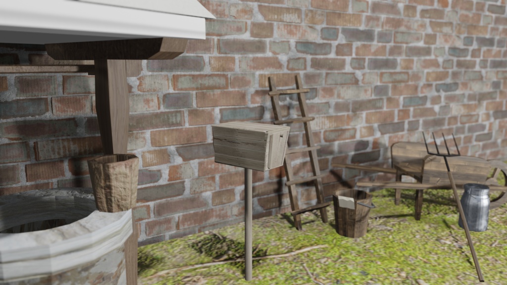 【3Dモデル】木製メールボックス(wood mailbox)