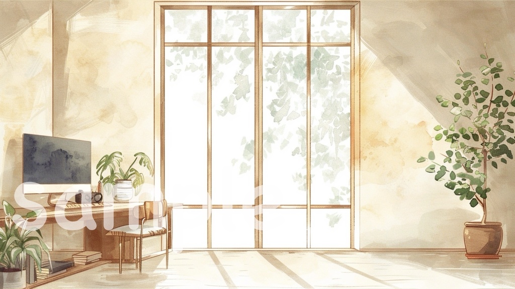 ナチュラル系配信部屋背景|やさしい光のVTuber配信ルーム【商用利用OK】