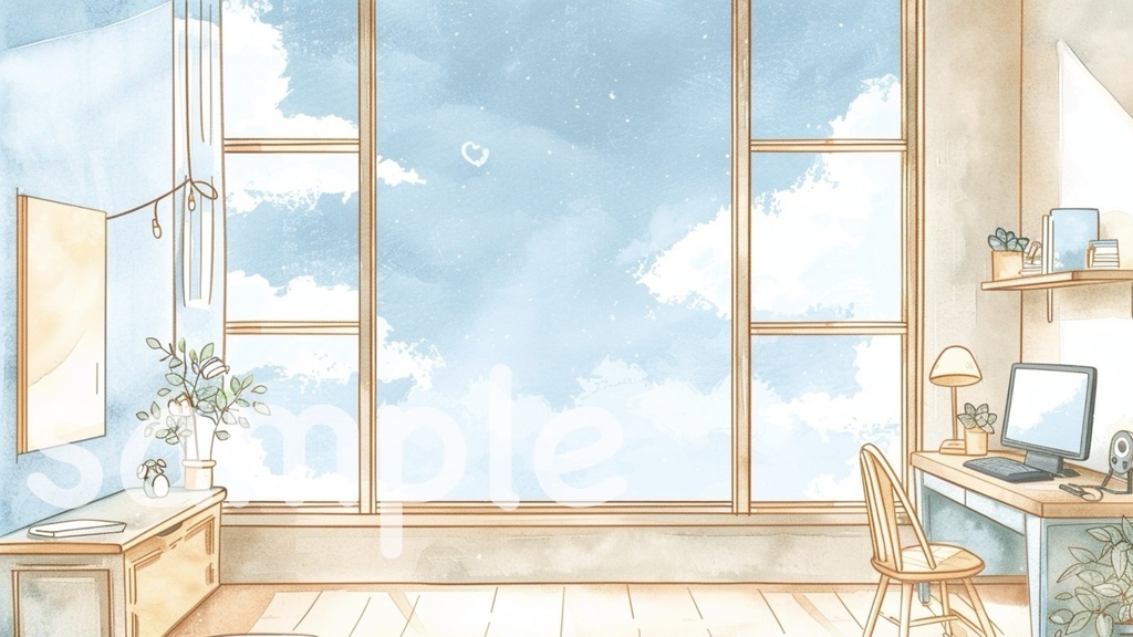 ナチュラル系配信部屋背景|やさしい光のVTuber配信ルーム【商用利用OK】