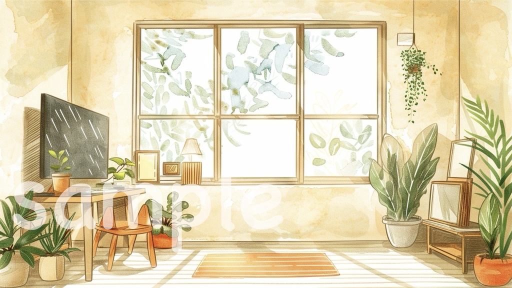 ナチュラル系配信部屋背景|やさしい光のVTuber配信ルーム【商用利用OK】