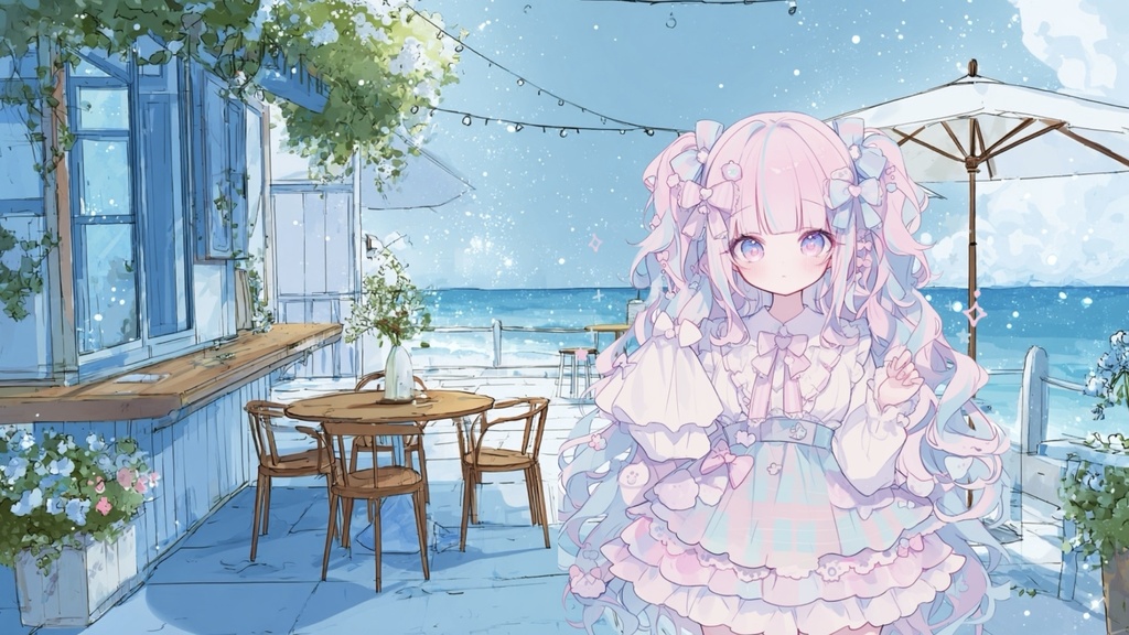 海の見えるテラス配信背景|ナチュラルでおしゃれな配信用素材6点セット