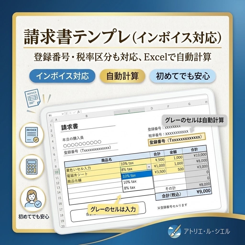 【インボイス対応】フリーランス向け シンプル請求書テンプレ(Excel/スプレッドシート)
