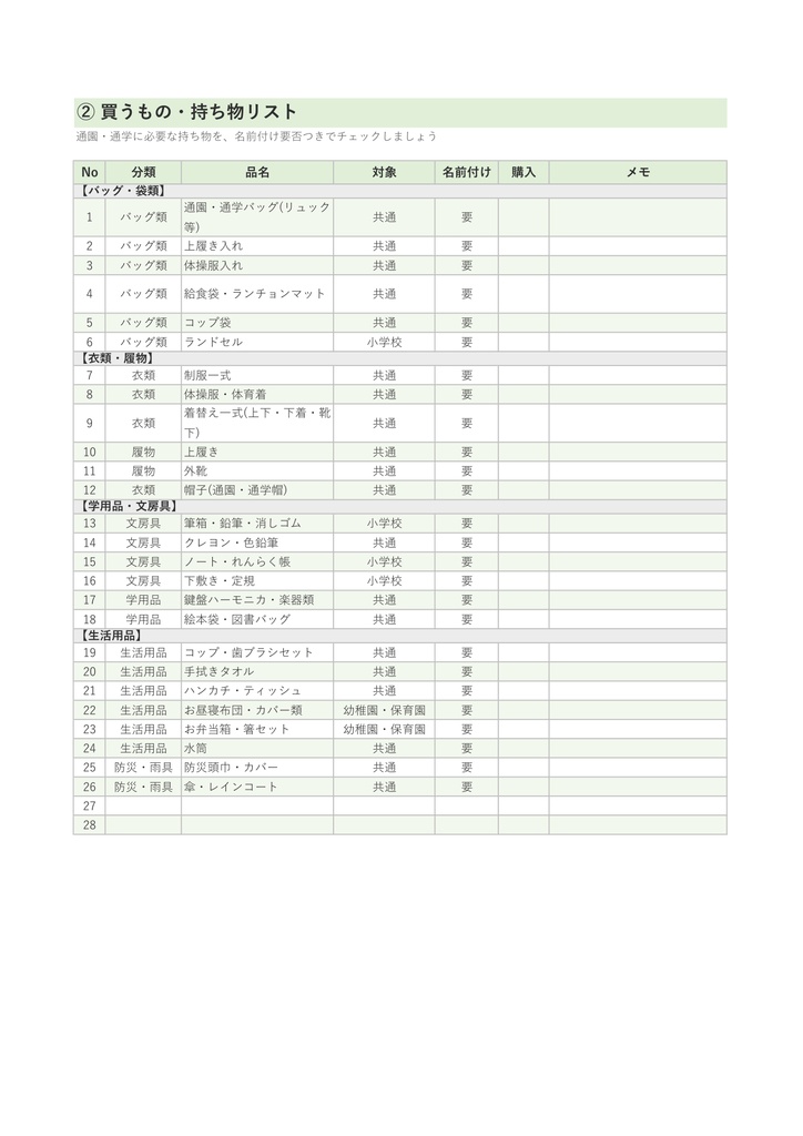 入園・入学準備チェックリスト|やること・持ち物・名前付け・予算を1冊で