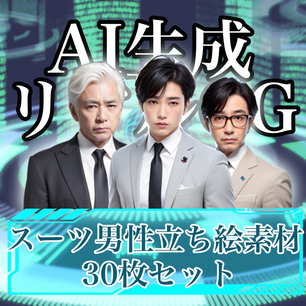 スーツ男性立ち絵素材30枚セット