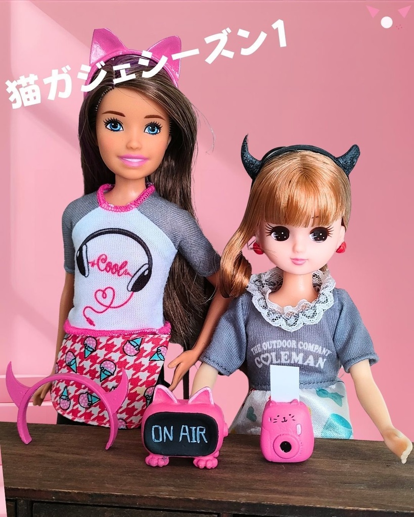 【猫ガジェ】1/6 猫耳カチューシャ彩色完成品|完全オリジナル造形|リカ/バービー対応彩色完成品|ピンク/ミルクホワイト/マットブラック/パステルラベンダー