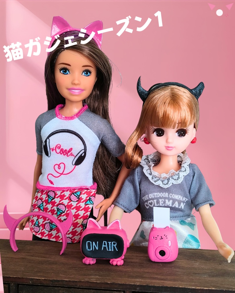 【猫ガジェ】猫耳チェキカメラ|1/6 & 1/3スケール|完全オリジナル造形|無塗装キット/彩色完成/レジン複製|ピンク/ミルクホワイト/マットブラック/パステルラベンダー