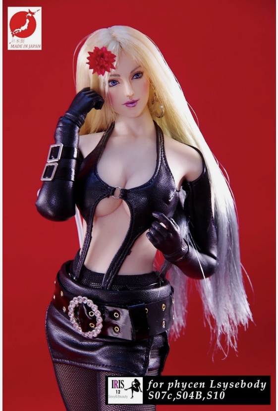 【一点物/1/6衣装】カットアウト・ボンデージ風コスチュームセット(トップ+ミニスカート)|TBLeague/Phicen対応|日本製PUエナメル