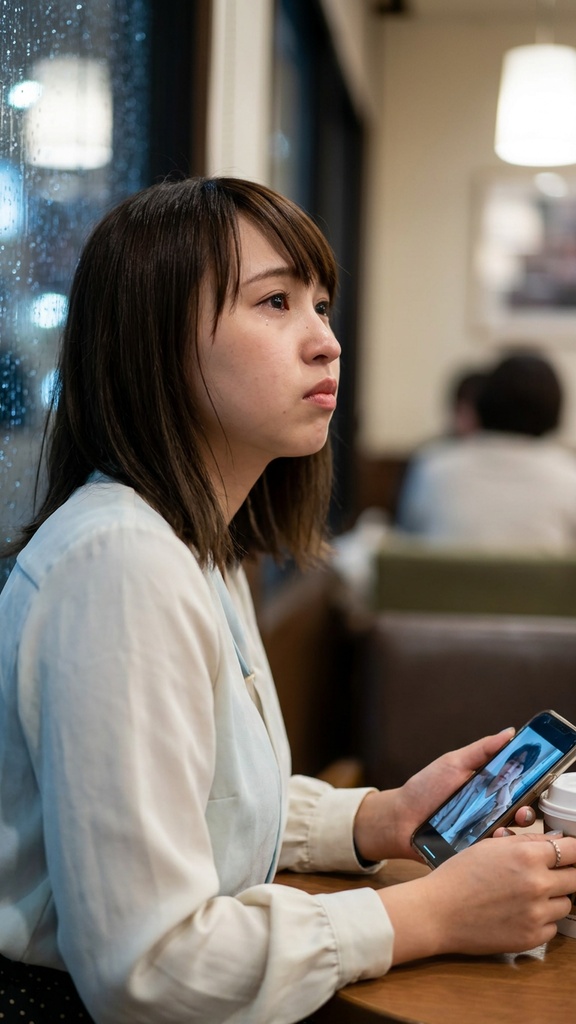振り向いたら笑顔の女性