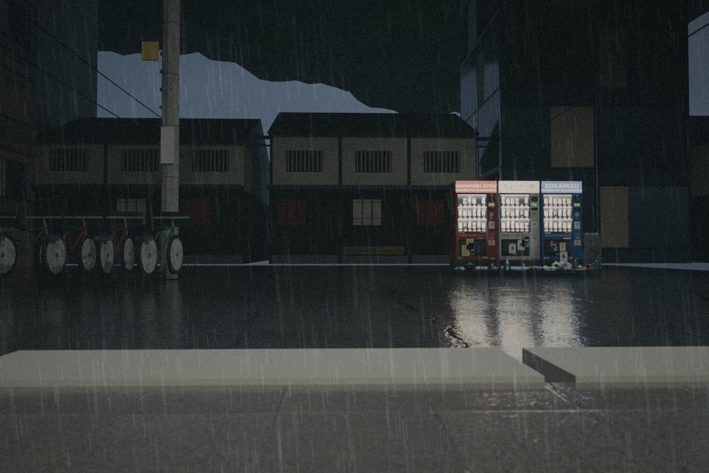 【3D背景】平成ローカル線の駅ホーム「夕凪駅」夕暮れ・雨夜・朝霧 / Japanese Rural Train Station 3D Environment