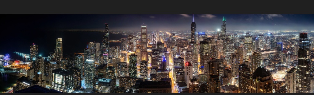 高画質シカゴ夜景パノラマ写真 / Chicago High Resolution Panorama Photo