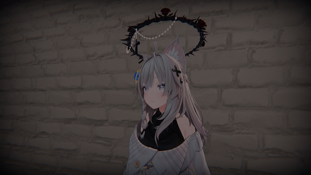 黒薔薇と茨の冠ヘイロー【しなの対応・VRChat・ギミック付】