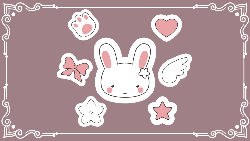 かわいいウサギステッカー（ピンク）インタラクティブオーバーレイ（Twitch / OBS）