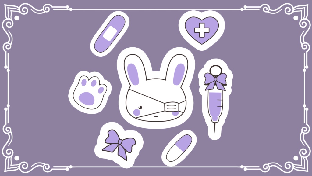 メンヘラ ウサギステッカー（パープル）インタラクティブオーバーレイ（Twitch / OBS）