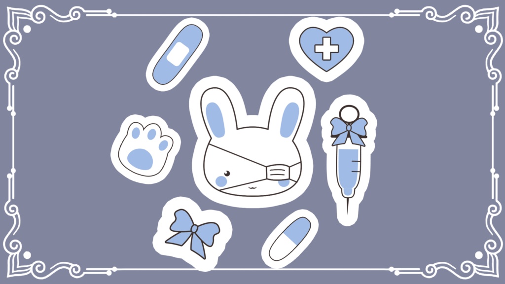 メンヘラ ウサギステッカー（ブルー）インタラクティブオーバーレイ（Twitch / OBS）