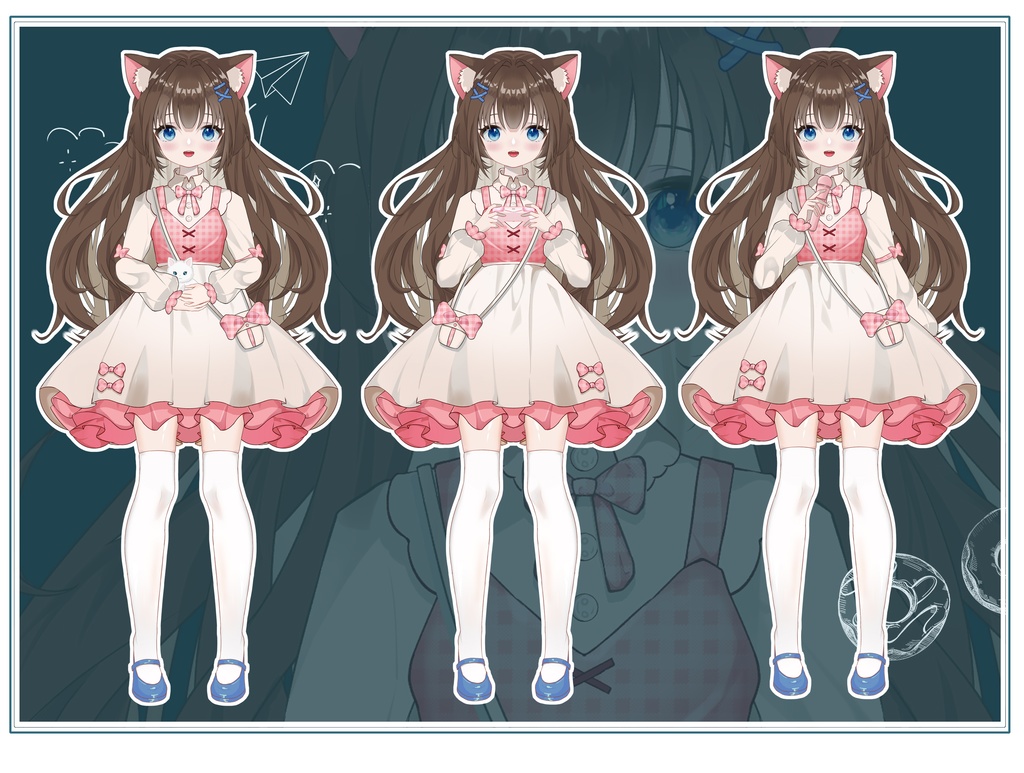 【Live2Dモデル】猫娘ロリとピンク色+栗色【フルバージョンあり】【VTS対応】