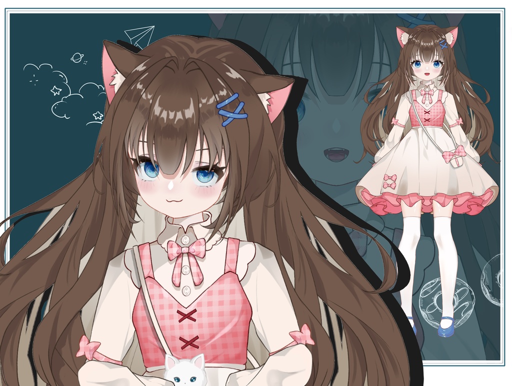 【Live2Dモデル】猫娘ロリとピンク色+栗色【フルバージョンあり】【VTS対応】