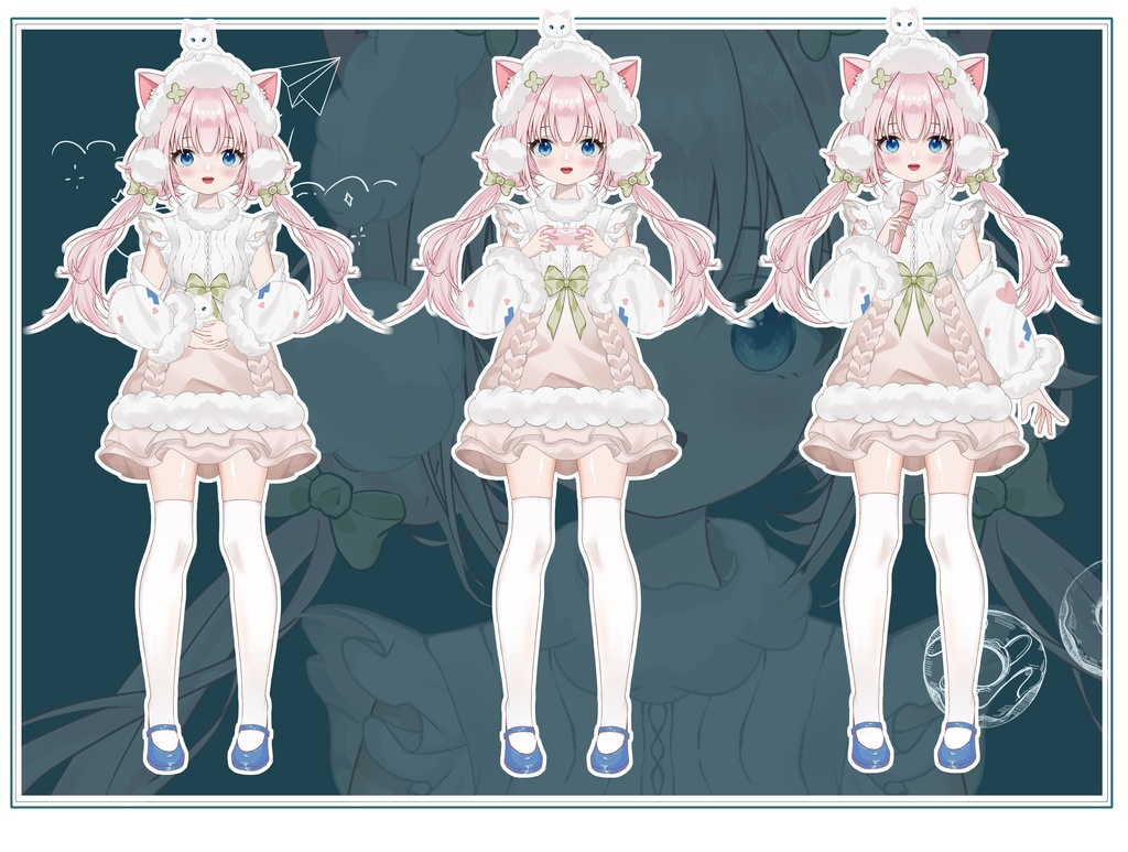 【Live2Dモデル】猫娘ロリとピンク色+栗色【フルバージョンあり】【VTS対応】