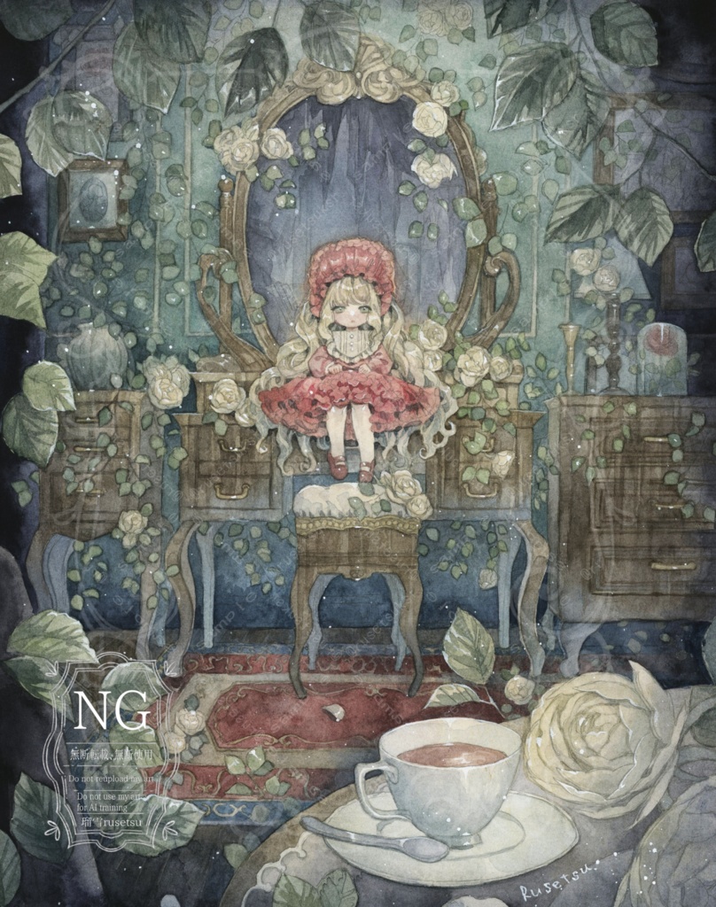 額装原画「鏡の中の世界」