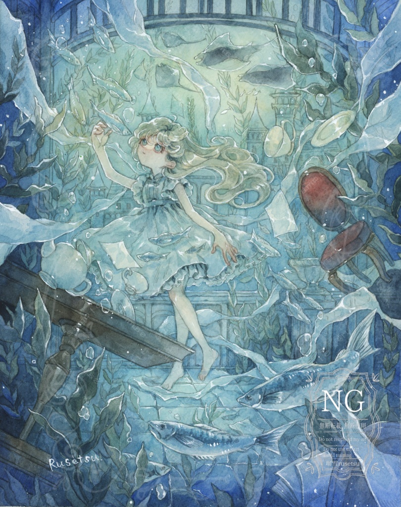 額装原画「賑やかな午睡」