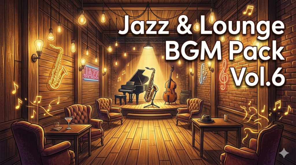 【著作権フリーBGM】AI生成ジャズ＆ラウンジBGMパック Vol.6（10曲）YouTube・動画・ゲーム制作に