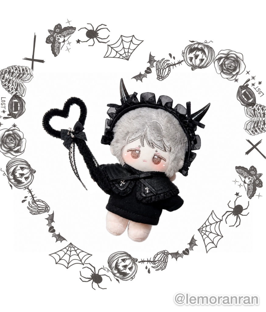 【10cmぬい用】Little Devil|小悪魔ヘッドドレス・つけ襟・ステッキ