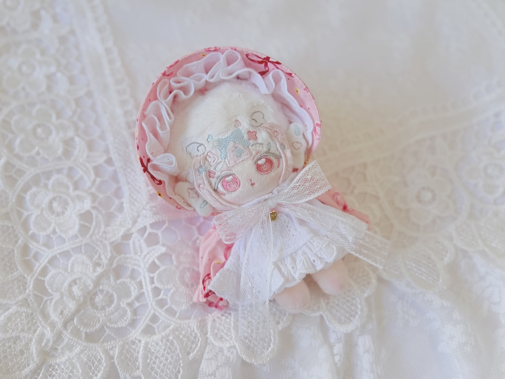 【10cmぬい服】Little Rosie|ワンピース&ベビーボンネット 2点セッ