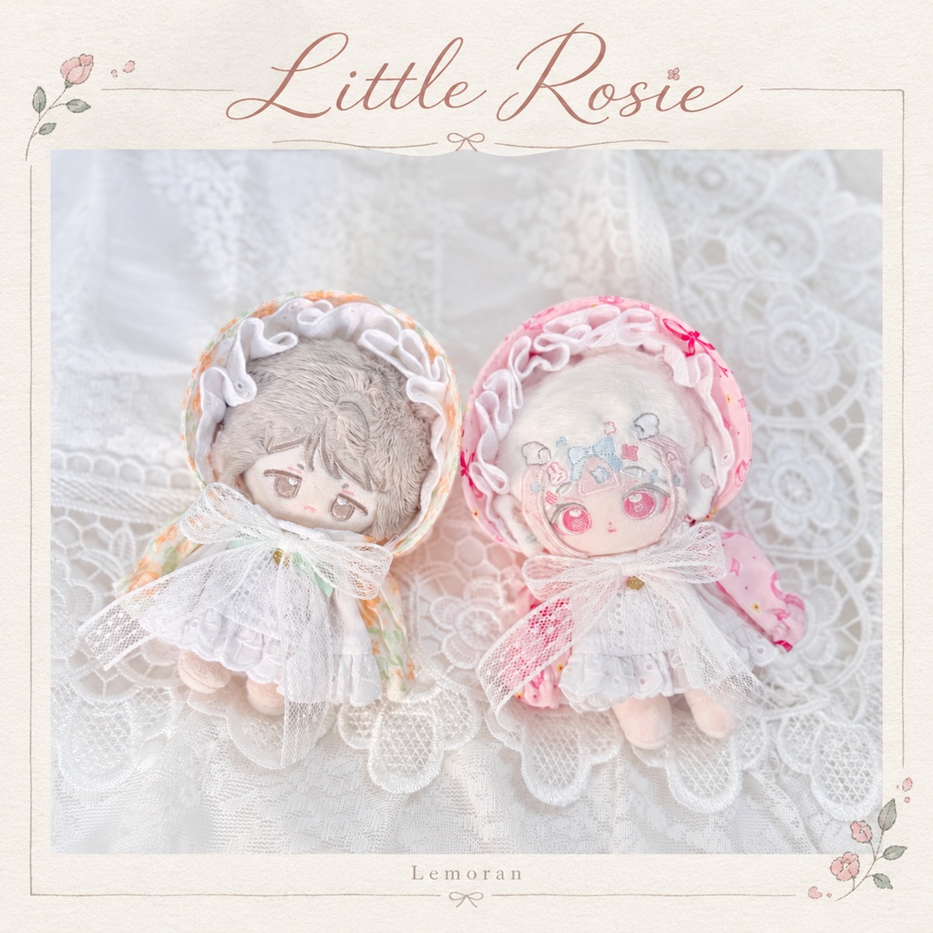   【10cmぬい服】Little Rosie｜ワンピース＆ベビーボンネット 2点セッ