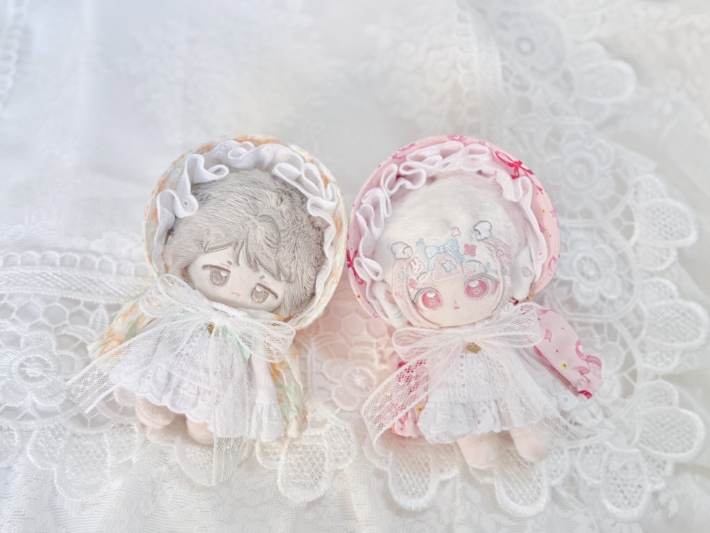 【10cmぬい服】Little Rosie|ワンピース&ベビーボンネット 2点セッ