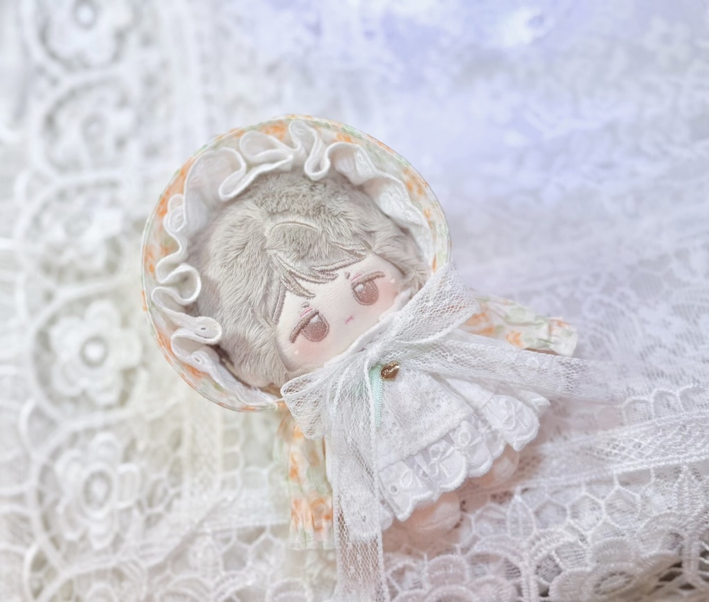 【10cmぬい服】Little Rosie|ワンピース&ベビーボンネット 2点セッ