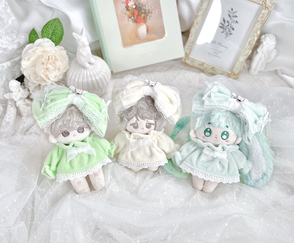 【5cm・10cmぬい服】グッドナイトベア|リボンカチューシャ&お洋服セット