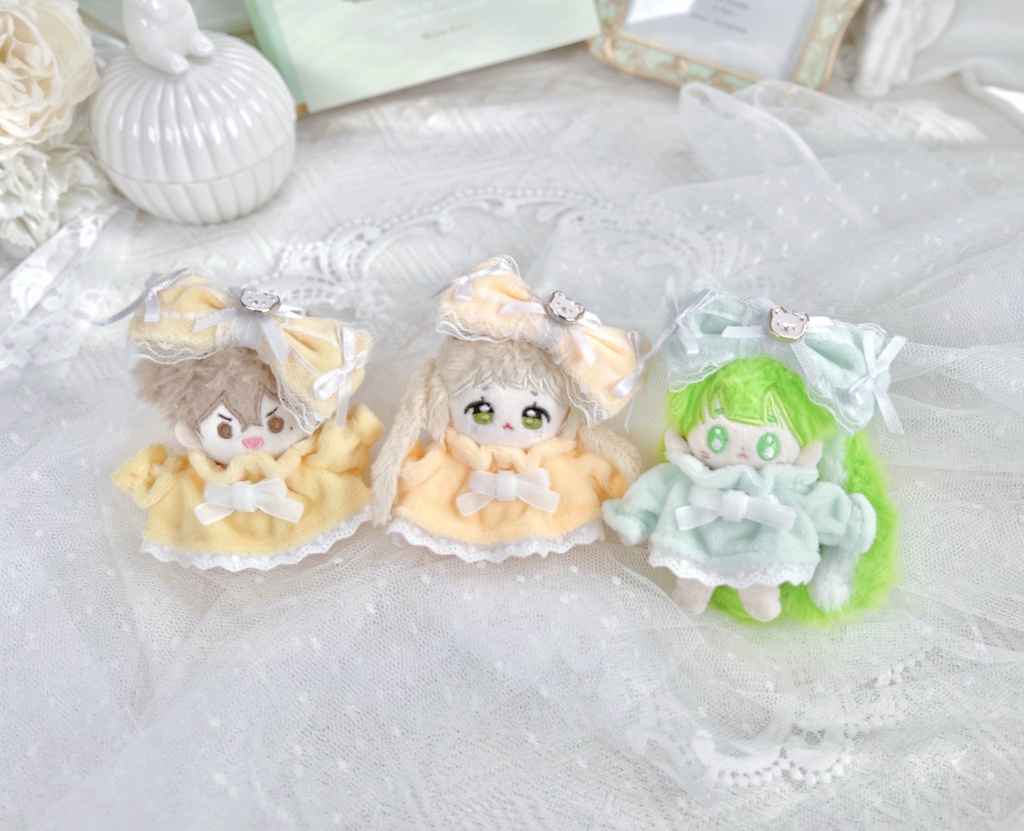 【5cm・10cmぬい服】グッドナイトベア|リボンカチューシャ&お洋服セット