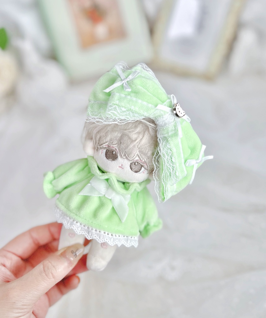 【5cm・10cmぬい服】グッドナイトベア|リボンカチューシャ&お洋服セット