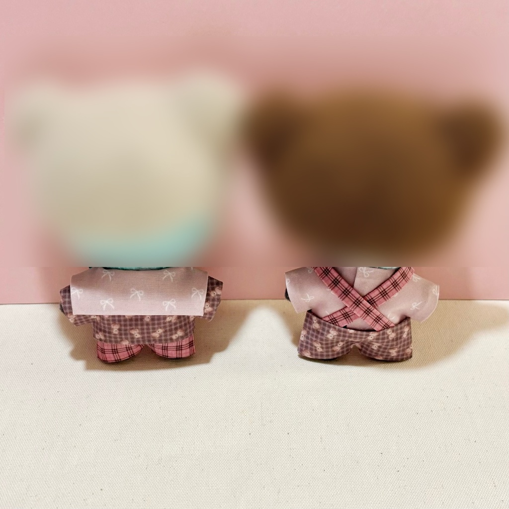 【ぬい服】10cmマスコット用 お揃いコーデセット(bearチェック柄)