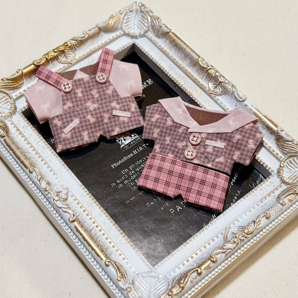 【ぬい服】10cmマスコット用 お揃いコーデセット(bearチェック柄)