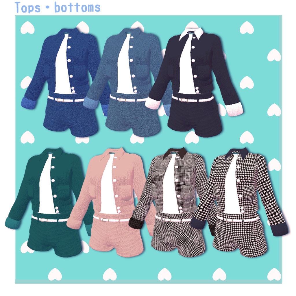 【6アバター対応】カラージャケット-デニムスタイル【VRChat想定】