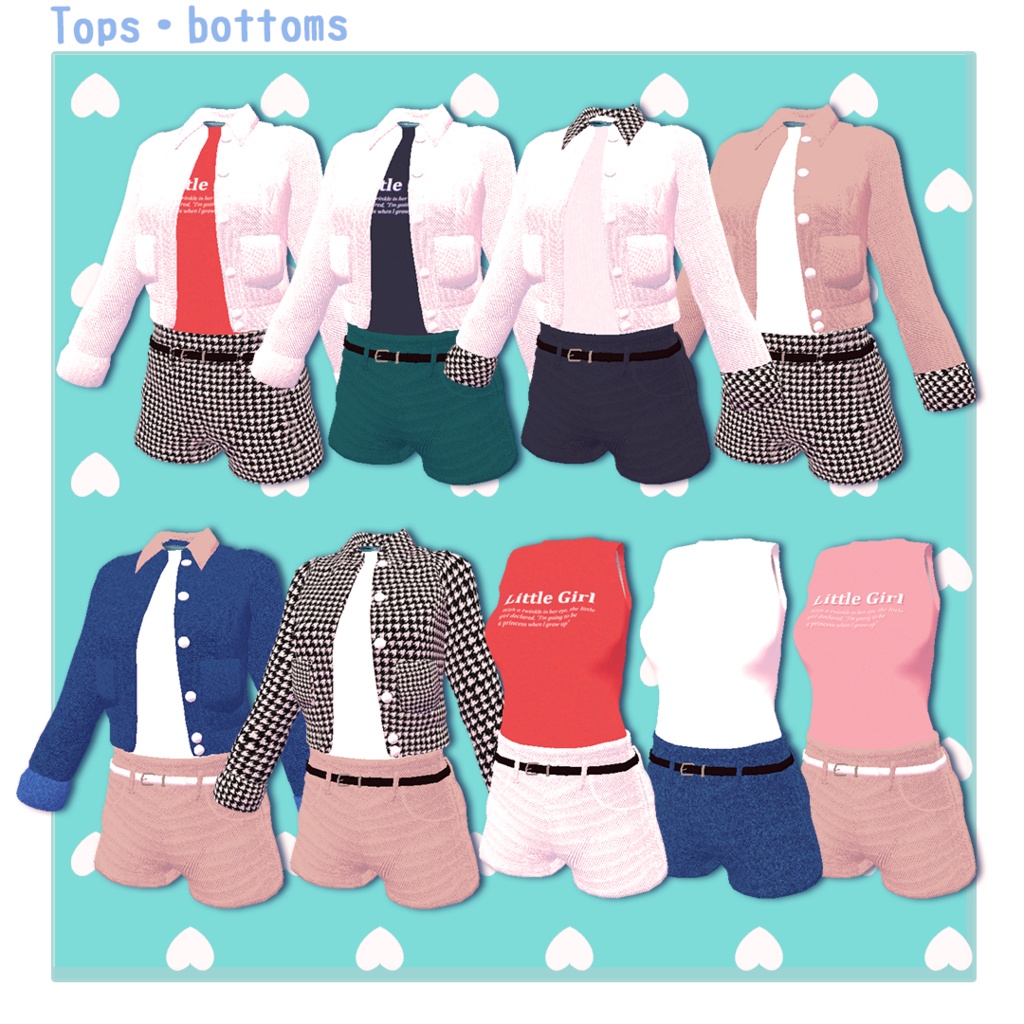 【6アバター対応】カラージャケット-デニムスタイル【VRChat想定】