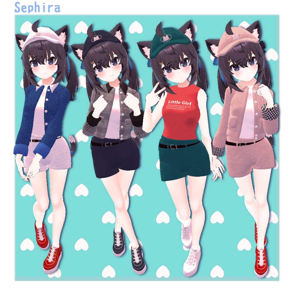 【6アバター対応】カラージャケット-デニムスタイル【VRChat想定】