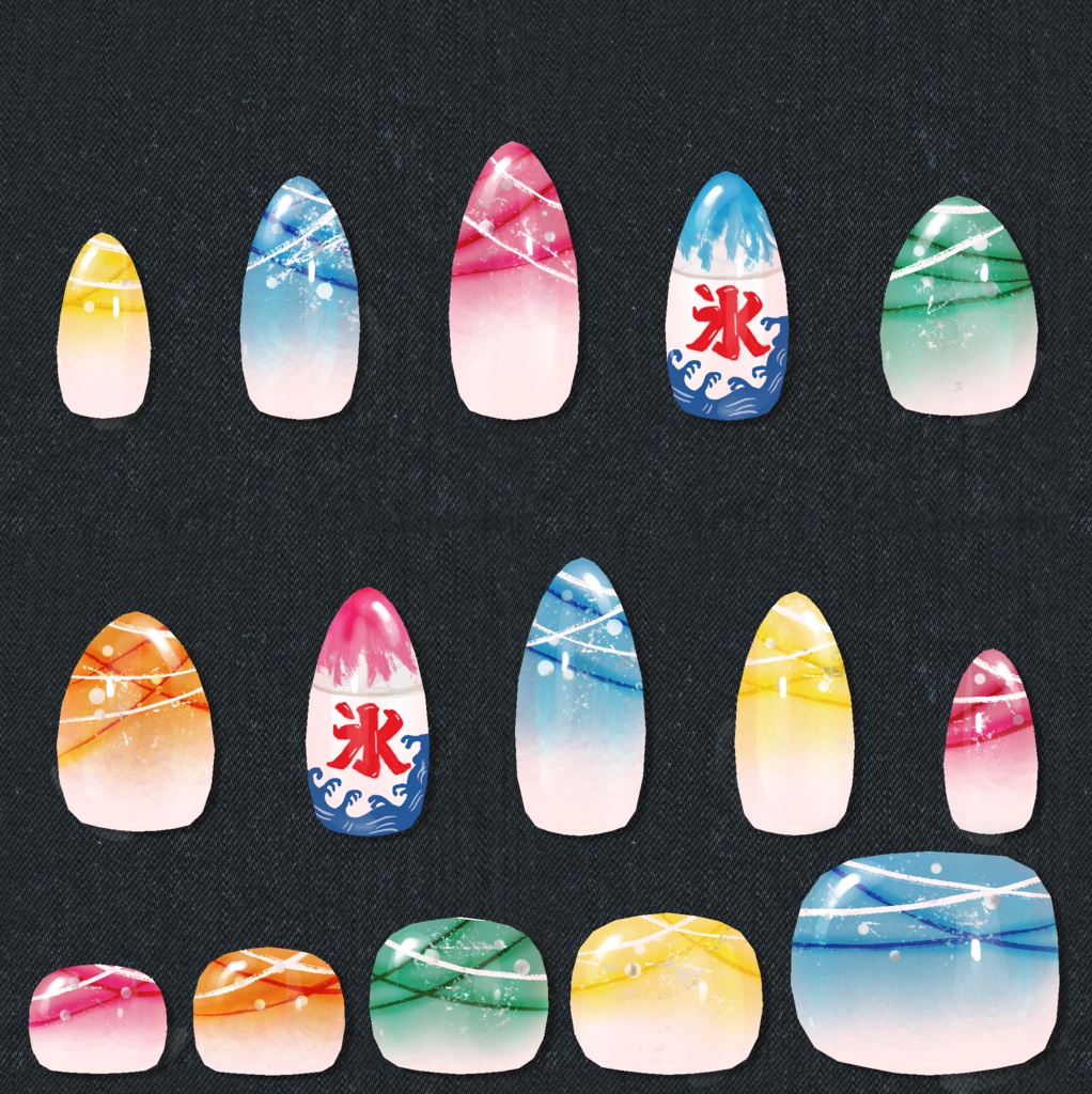 【MDollnail対応】なつまつり|ネイルテクスチャ