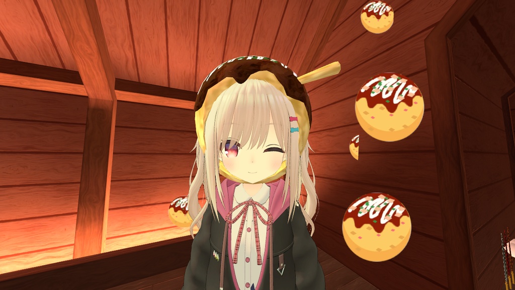 【パーティクル付】たこ焼き帽子【VRChat想定】