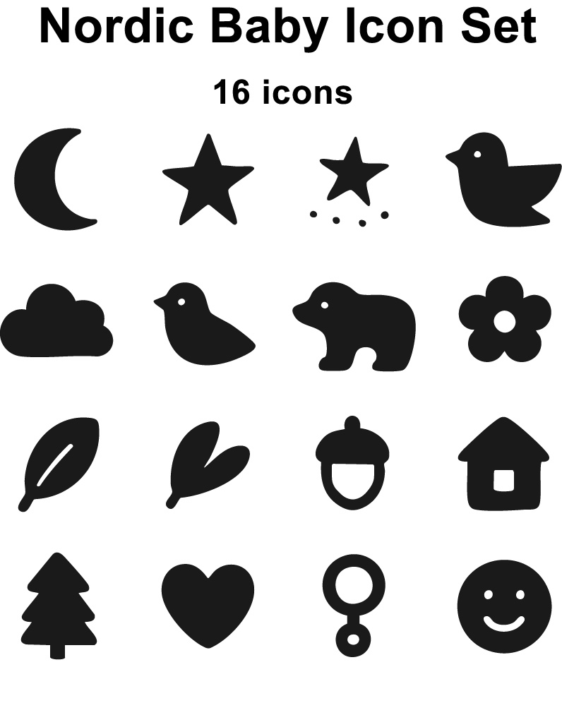Nordic Baby Icon Set｜北欧ベビー アイコンセット 16点