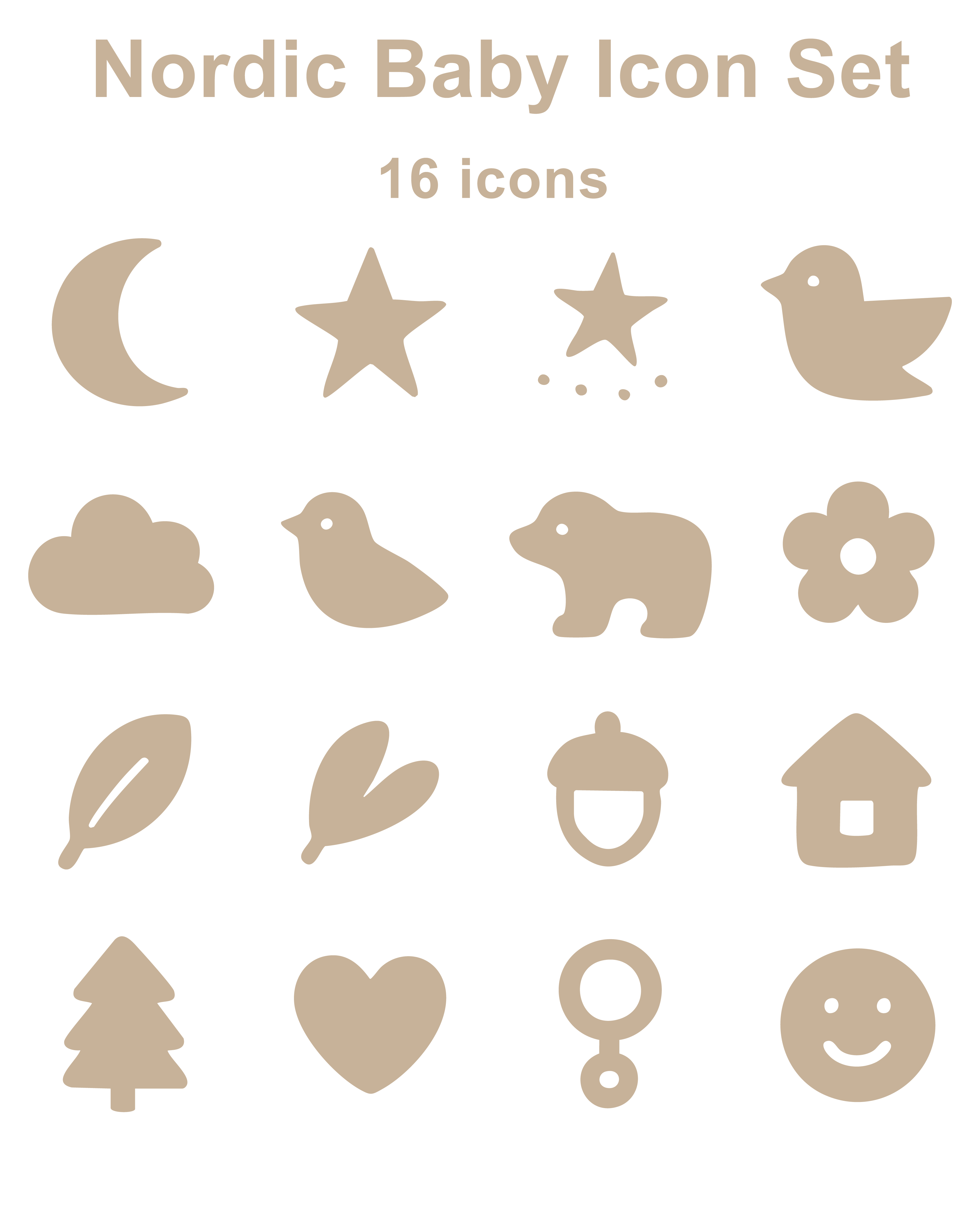 Nordic Baby Icon Set Beige version｜北欧ベビー アイコンセット 16点 - koto-design - BOOTH