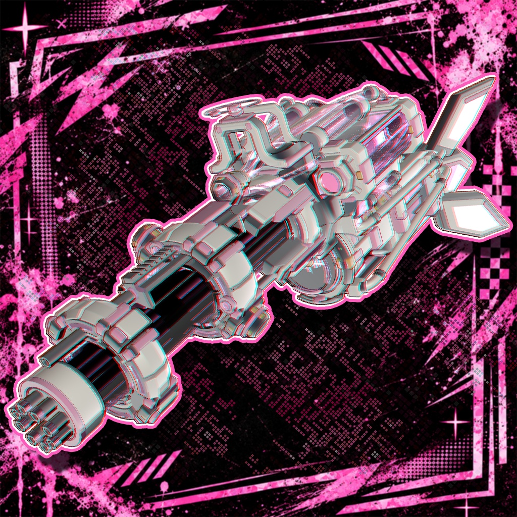 【6 Color Variants / VRC対応】𝐄𝐧𝐡𝐚𝐧𝐜𝐞𝐝 𝐇𝐲𝐩𝐞𝐫𝐥𝐢𝐧𝐤 𝐈𝐈 - Sci-Fi Minigun『Descendant』(MA / lilToon)