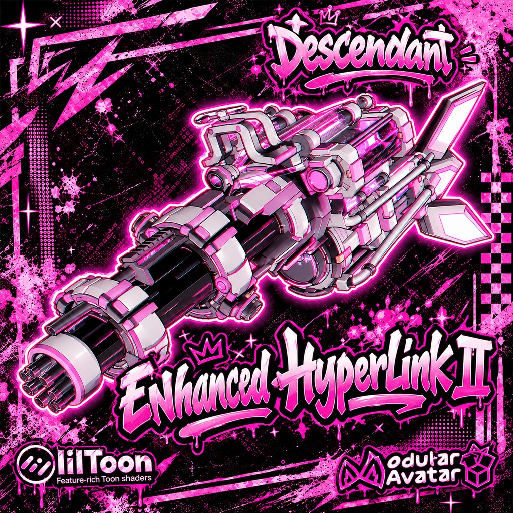 【6 Color Variants / VRC対応】𝐄𝐧𝐡𝐚𝐧𝐜𝐞𝐝 𝐇𝐲𝐩𝐞𝐫𝐥𝐢𝐧𝐤 𝐈𝐈 - Sci-Fi Minigun『Descendant』(MA / lilToon)