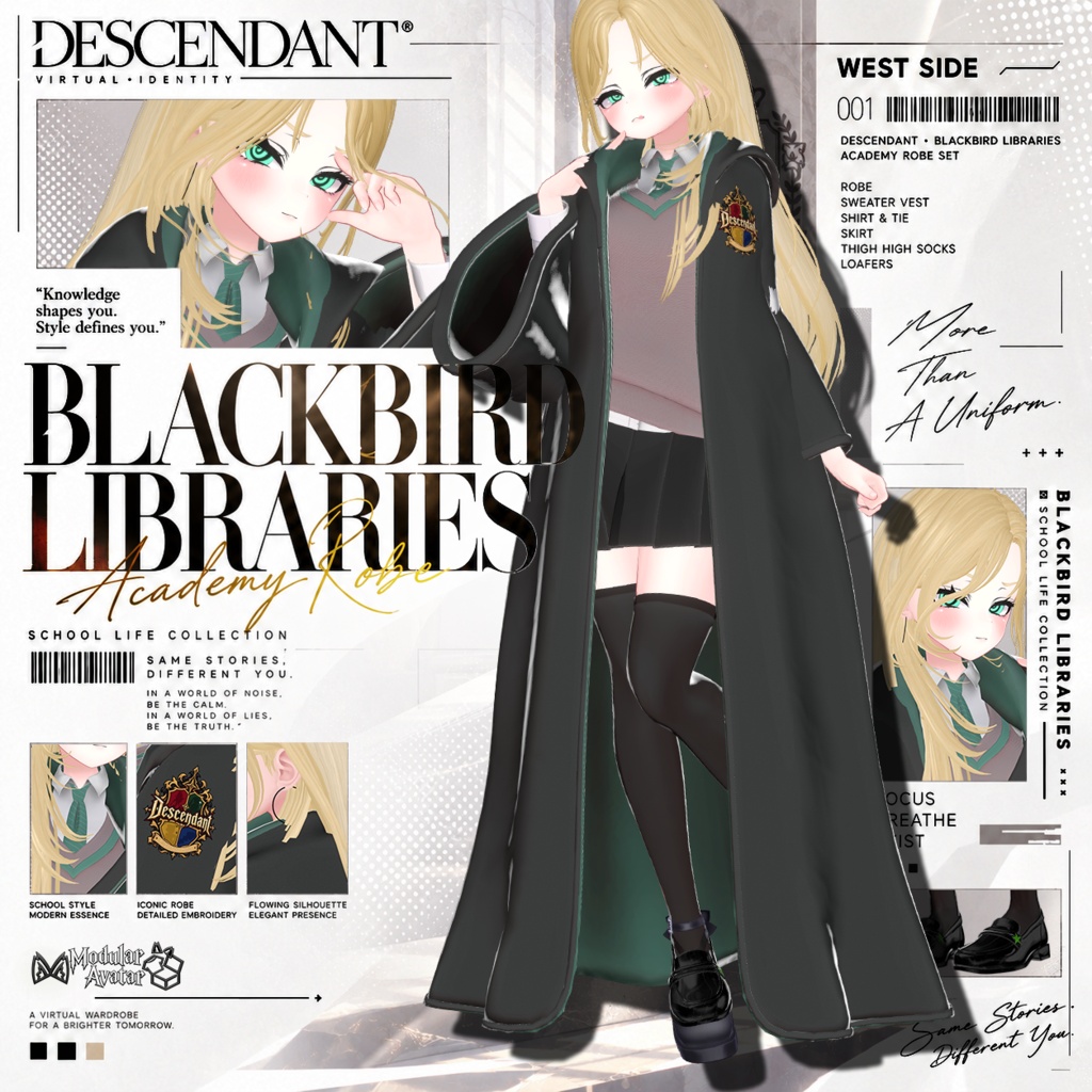 【1アバター対応】 - Blackbird Libraries: Arcane Academy -『魔法学院ローブセット』(MA)