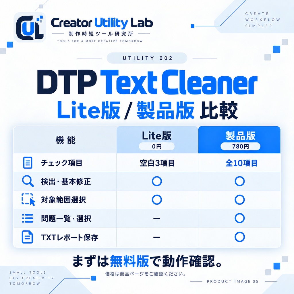 UTILITY 002|DTP Text Cleaner for Illustrator|余計なスペース・全角英数・半角カナをまとめてチェック